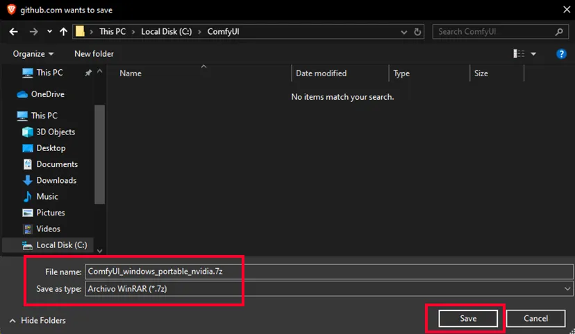 save comfyui 7-zip file